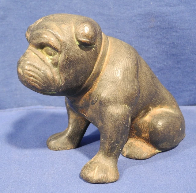 Vtg Antique Cast Iron Hubley Toy USA English Bulldog Doorstop Rare! 5-1/4" Tall