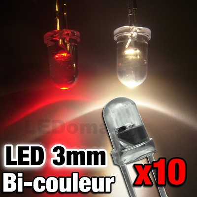 741/25# 25pcs LED bi-color anode commune 2mm blanc chaud idéal digital rouge 