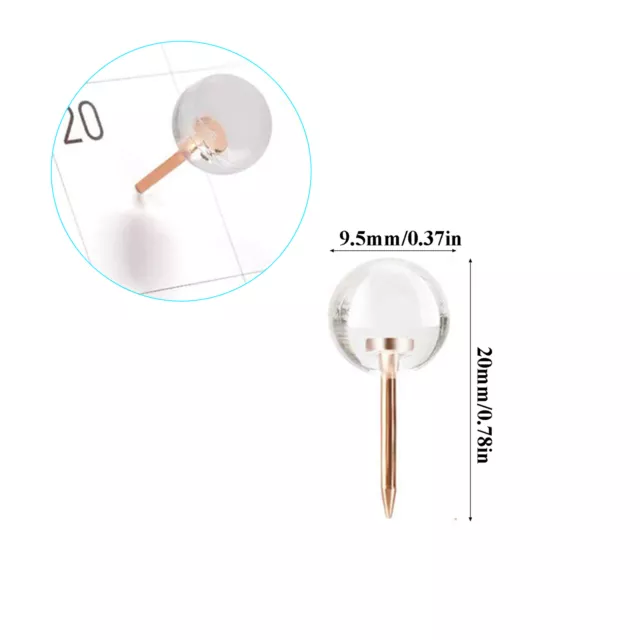 200Pcs Steel Point and Transparent Plastic Round Head Rose Gold Map Thumb Tacks