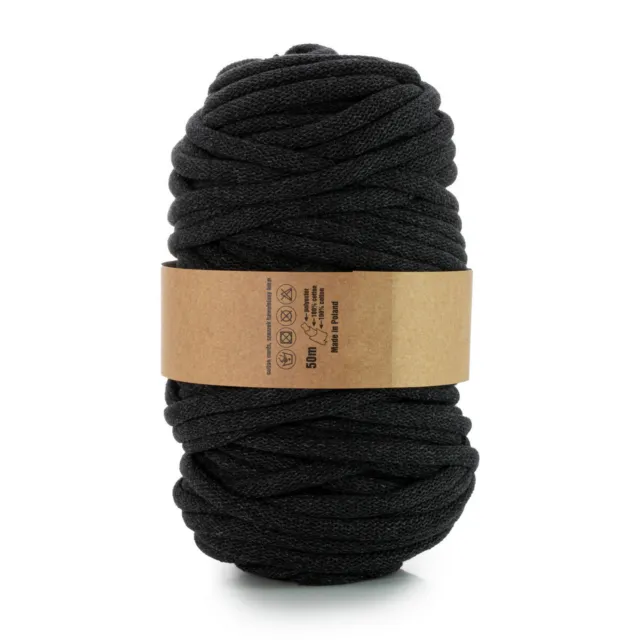 Baumwollkordel mit Polyesterkern 9 mm 50m Kordelband Naturkordel schwarz