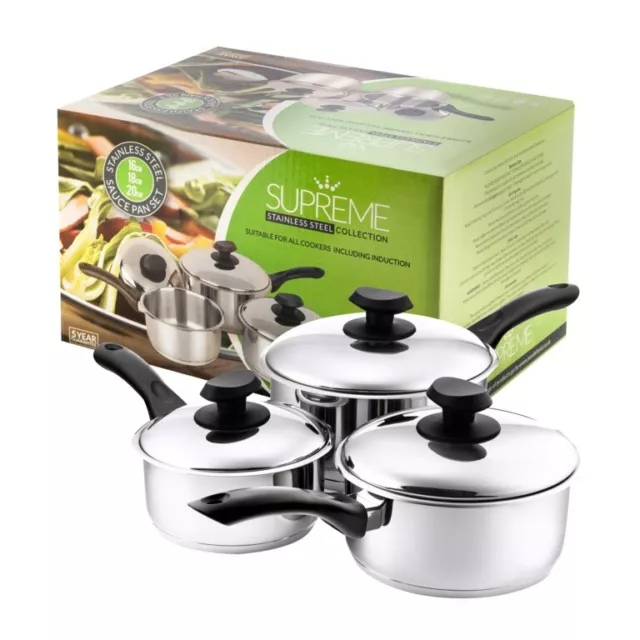 Pendeford Stainless Steel Collection Sauce Pan Set 3 Piece - SS213