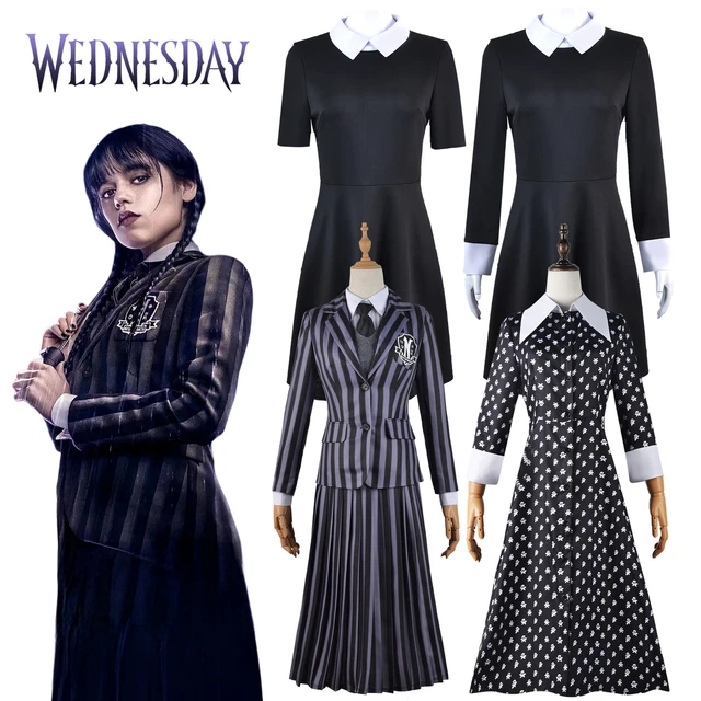 Wednesday Addams Cosplay Costume Dress Addams Family Halloween School Uniform