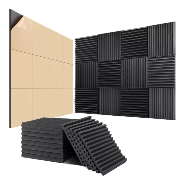 24 Pack Acoustic Foam, 1 inch x 12 inch x 12 inch Self-Adhesive Soundproof9746