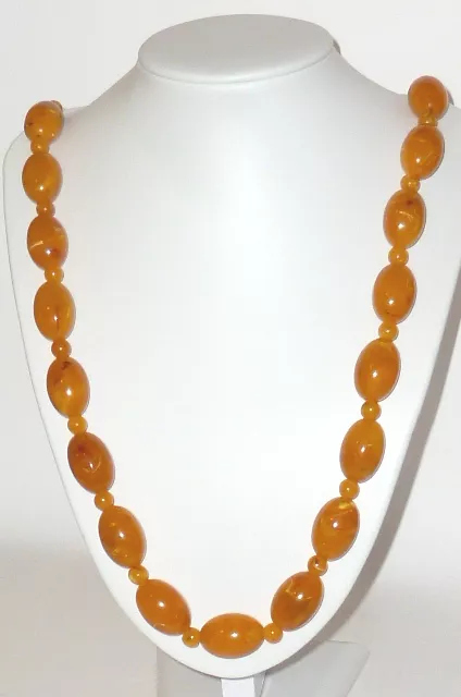 Alte Bernstein Kette Halskette Butterscotch ? Amber Bernsteinkette 110gr. Oliven