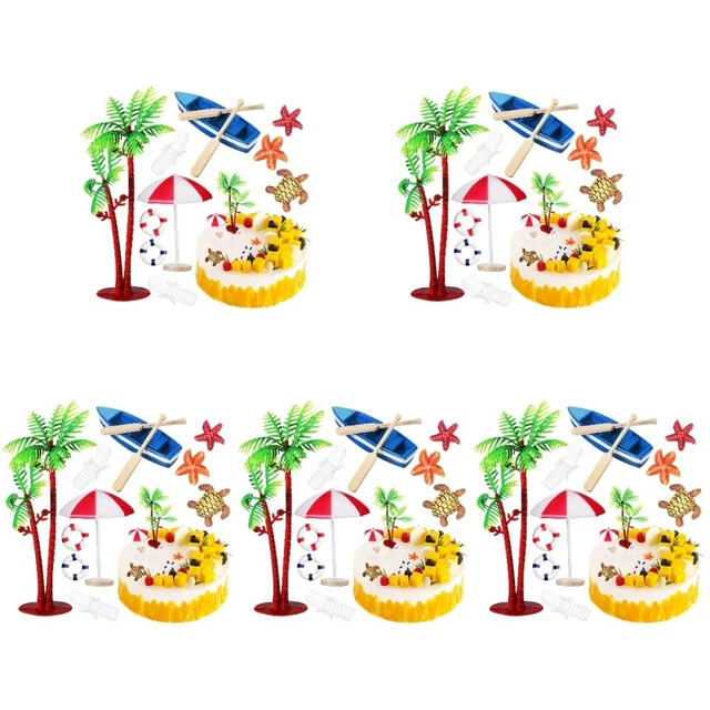 50 pz decorazioni torta spiaggia a tema oceano palma barca ombrellone sedia micro