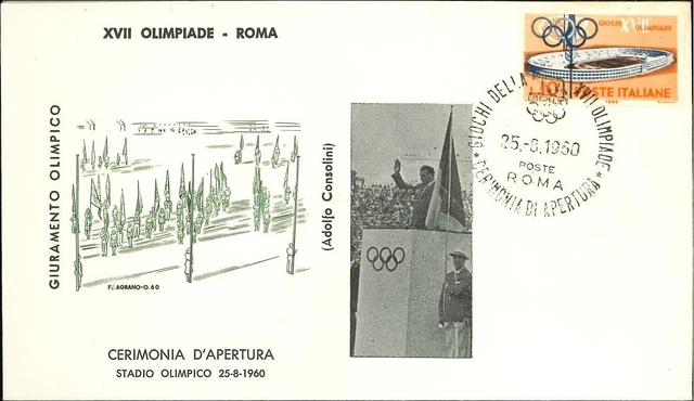 🏅 Olimpiade Roma 1960 - Cerimonia d'apertura Busta commemorativa Special Cancel