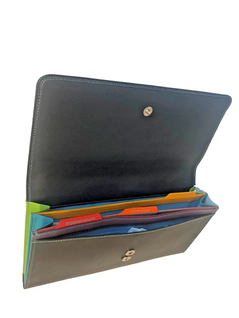 Portefeuille Sacoche Tout-en-un Mywalit 1215 En Cuir Noir - Dimensions 23x13 Cm, Avec Fermeture éclair, Neuf Avec étiquettes