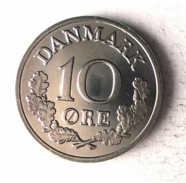 1969 Dänemark 10 Öre - Au / UNC Edelstein - Groß Münze Bin # LC 81