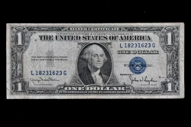 $1 1935D Wide variety Silver Certificate L18231623G series D, bp4931, one dollar