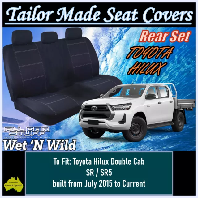 Neoprene Rear Seat Covers for Toyota Hilux SR/SR5 Dual Cab: 07/2015 to Current