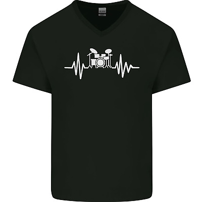 DRUM KIT Pulse ECG DRUM batterista Da Uomo V-Neck T-shirt di cotone