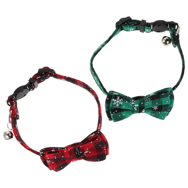 2 Pcs Dog Neck Bow Ties Xmas Cat Collar Pet Collar Small Puppy Collar Christmas