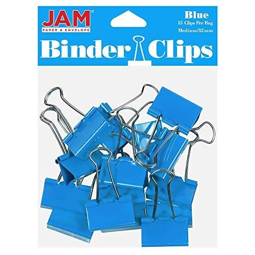 Colorful Binder Clips - Medium - 1 1/4 Inch (32 mm) - Blue Binderclips -