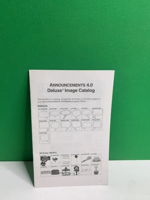 ANNOUNCEMENTS 4.0 DELUXE IMAGES CATALOG Booklet 1995 Parsons Technology