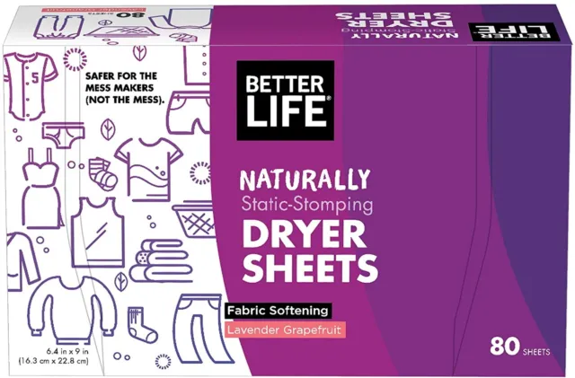 Better Life Dryer Sheets Lavender Grapefruit 80 Count 2422
