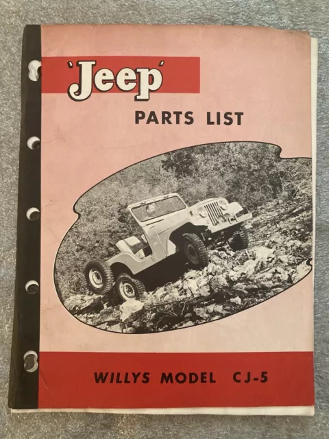 Vintage Original 1953 Jeep Willys CJ-5 Parts List 4 Cylinder F-Head Engine