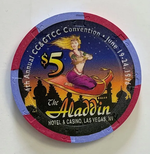 Aladdin $5 Hotel Casino Chip CCGTCC 4th Annual Convention 1996 Las Vegas Nevada