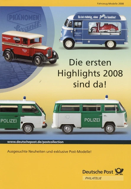 DEUTSCHE POST PROSPEKT Modellautos Highlights 2008 Automodelle Polizei ...