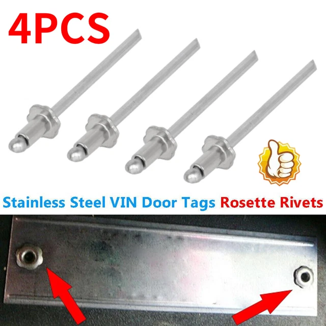 2 Pair Rosette Rivets Stainless-Steel For GM AMC VIN Door Tag