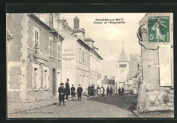 CPA Ressons-sur-Matz, Postes et Télégraphes 1908