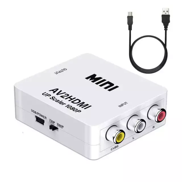 HDMI TO AV Scaler Adapter HDMI to RCA AV/CVSB L/R Video 1080P HDMI2AV Mini HD...