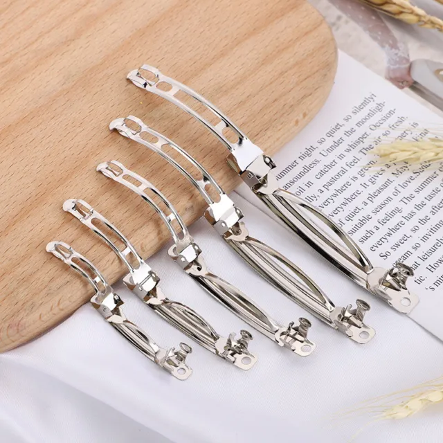 10Pcs Spring Hair Clips Base Blank Barrette Handmade Bow Hairpin Accessories  wi