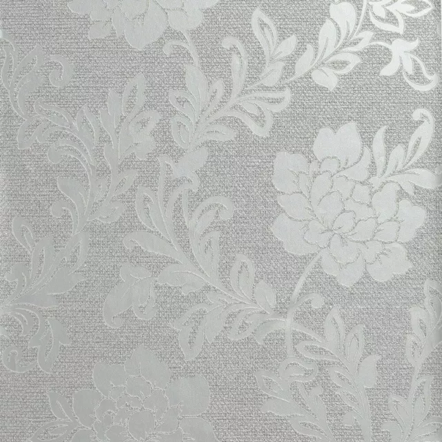 Arthouse Calico Floral Grey Textured Glitter Vinyl Wallpaper 921100