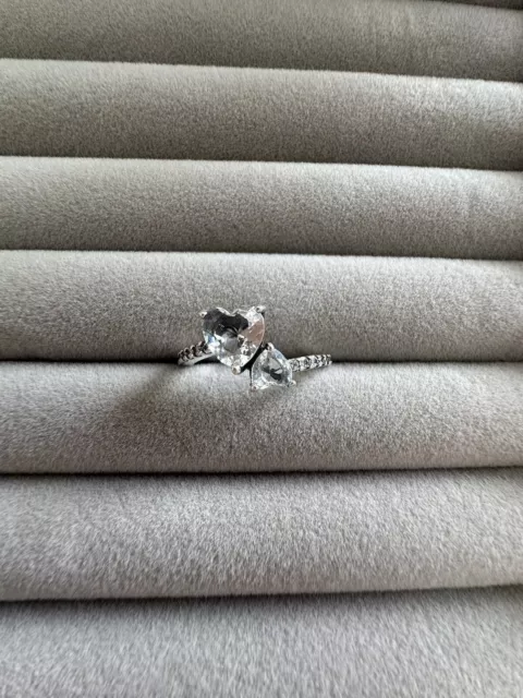 Pandora ring Double diamond heart