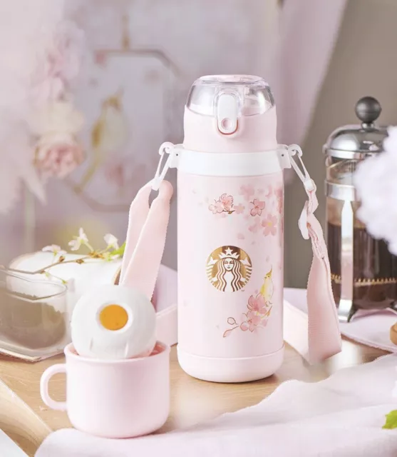 New Starbucks 2022 China Pink Sakura And Bird 21oz Two Lids Tumbler