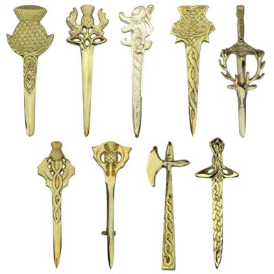 Cardo Cc Kilt Scozzese Perno Placcato Oro 10.2cm Vari Design/Highland Spille & 