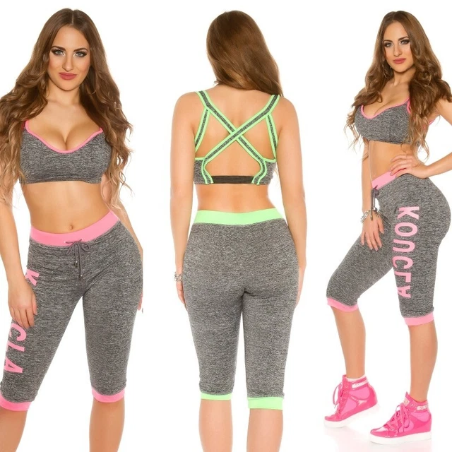 Tuta completo donna set sportivo due pezzi da corsa palestra top leggings crop