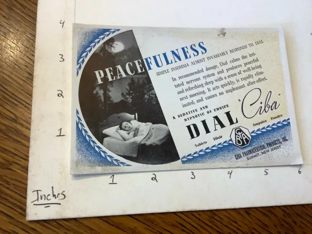 Original DRUG Blotter: DIAL  "CIBA" - peacefullness - INSOMNIA