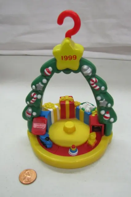 Fisher Price Little People CHRISTMAS HOLIDAY ORNAMENT w/ TRAIN Moves 1999