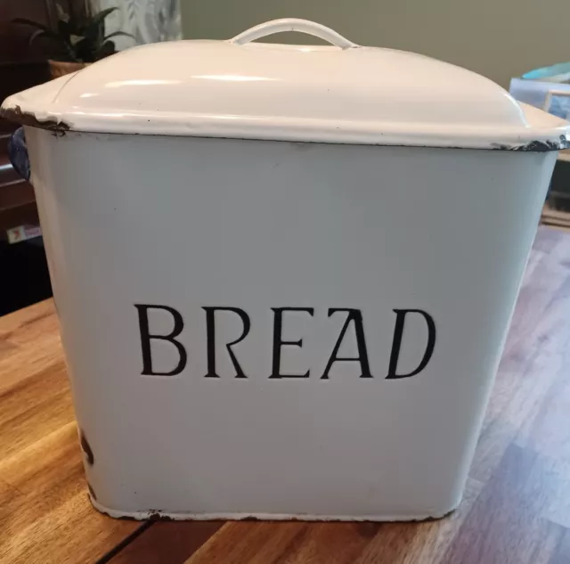 Large Vintage Enamel Bread Bin