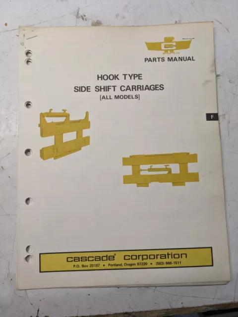 Cascade Fork Lift All Models Parts Manual List Hook Type Side Shift Carriage