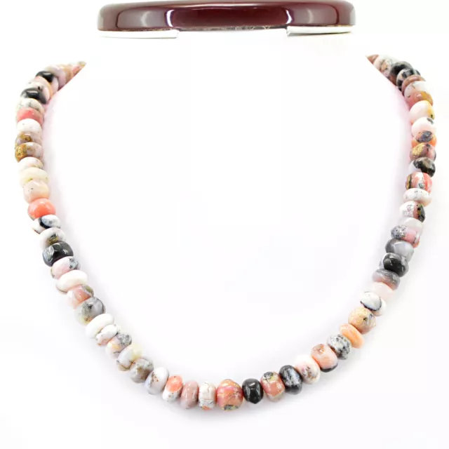 299.60 Cts Earth Mined Pink Australian Opal Round Untreated Beads Necklace (Rs)