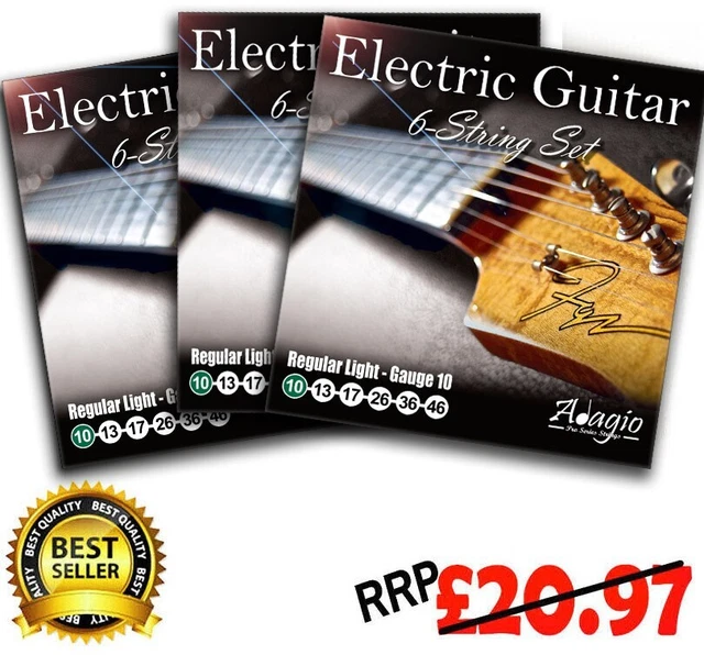ADAGIO ELECTRIC GUITAR Strings 3 SETS of Gauge 1046 + FREE Chord