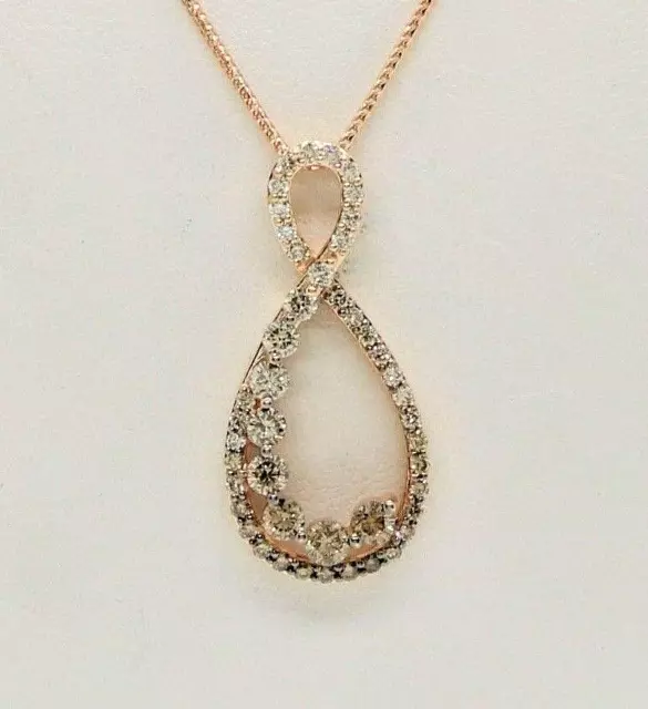 14k Le Vian Rose Gold Round Chocolate Ombre Diamond Infinity Teardrop Necklace