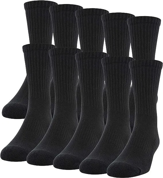 Black 3 Pairs Ankle/Quarter Crew Mens Socks Cotton Long Size 9-11 10-13 Sports