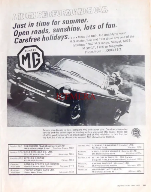 MG Range of Sports & Saloon Cars, Original 1967 Motor Car Advert : 660-150