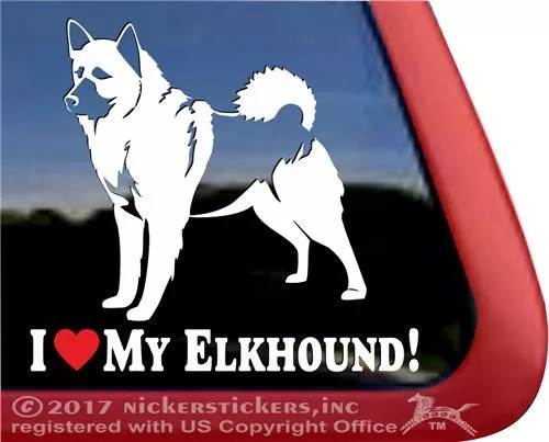 I Love My Elkhound | High Quality Norwegian Elkhound Dog Window Decal Sticker