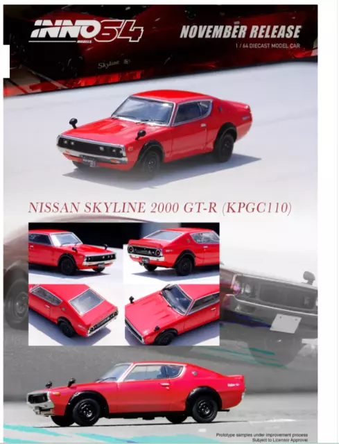 Inno64 Nissan 2000 GT-R KPGC110 Red 1/64