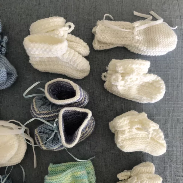 20x Handmade Baby Booties Bulk Mixed Lot Hand Knit Crochet Newborn 3