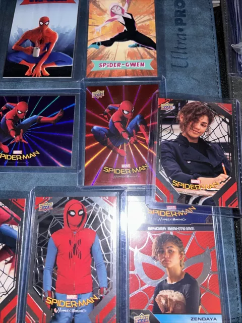 Insertos de papel de aluminio azul y rojo de Spiderman Marvel Cards Homecoming 2017/49 + tarjetas AMC 3
