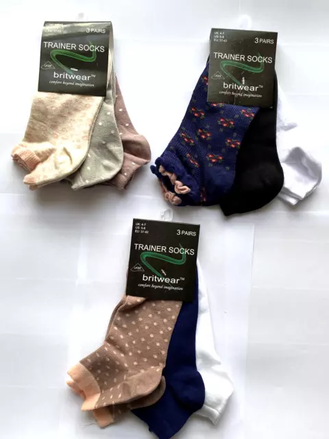 Ladies socks 9 x pair’s ankle plain printed bundle Trainer Low Cut Cotton Socks