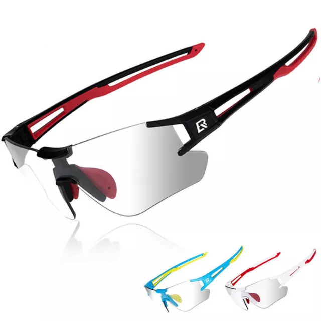 ROCKBROS Cycling Bike Photochromatic Rimless Sunglasses UV400 Bicycle Goggles