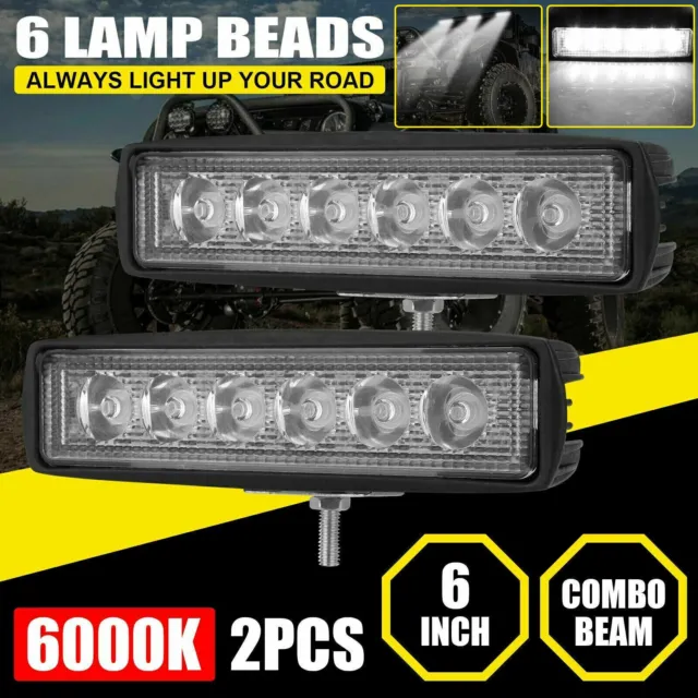 2x 36W 6inch LED Work Light Bar Spot Lamp Offroad Driving Fog 4WD SUV UTE Truck