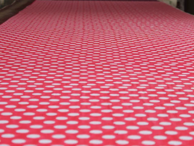 Indian Cotton Printed Fabric 5 Yards RED White Polka Dot Dressmaking Fabrics AU