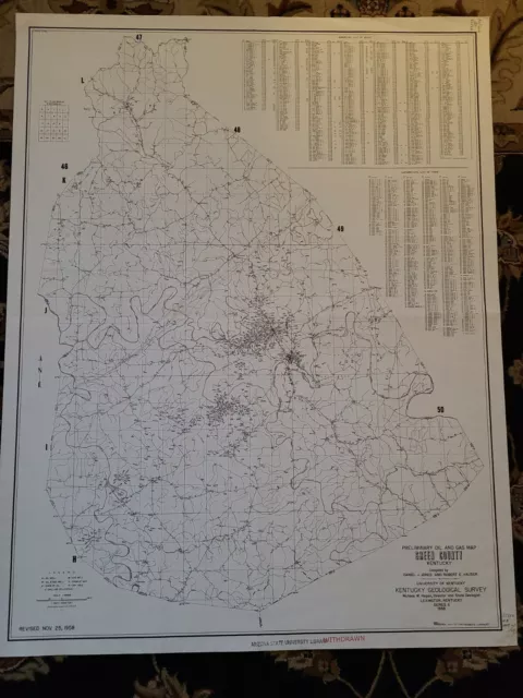 28x36 1958 Huge USGS map of Green County, Kentucky Greensburg