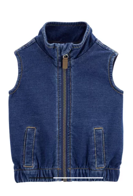 Carters baby boy  knit denim  Zip Vest, sizes 3 Months 6 Months Or 9 Months NWT